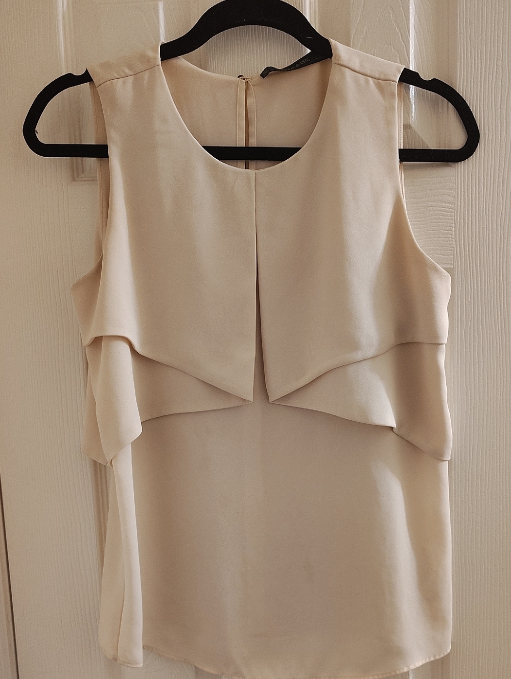 Zara Cream Layered Sleeveless Dress Top